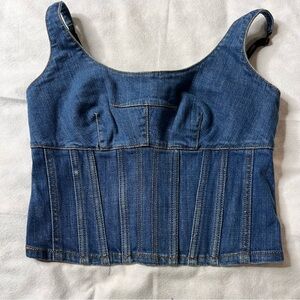Denim Corset Crop Top - Blue